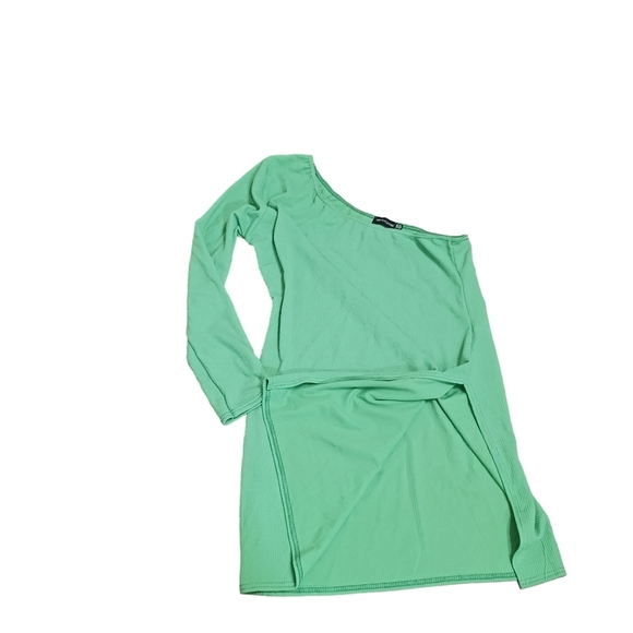 Pretty Little Thing Kelly Green One Arm Dress Ladies Plus Size 16 Cruise Y2K - Picture 2 of 5